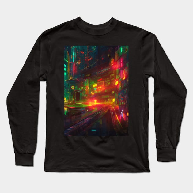 Japan Neon City Lights Long Sleeve T-Shirt by jodotodesign